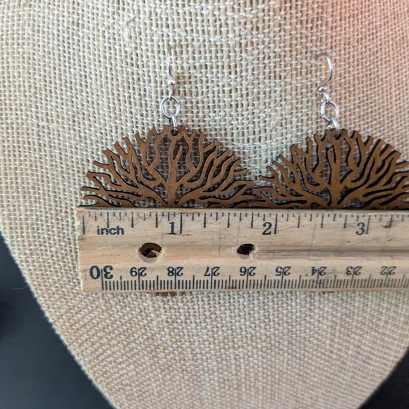 Tree of Life Wooden Earrings - Picture 5 of 6